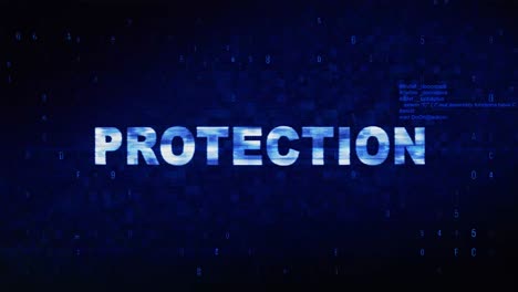 Protection text digital noise twitch and glitch effect tv screen loop animation background login and