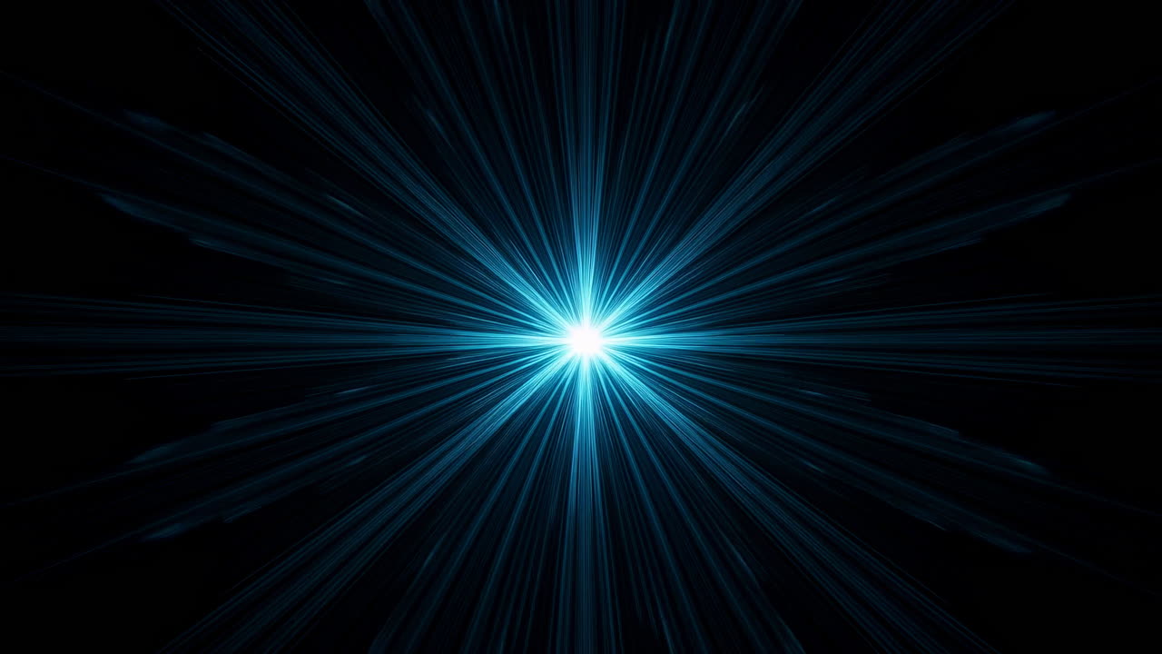 Dynamic Blue Lens Flare Effect with Radiating Light Rays