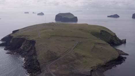 aerial of spectacular wild uninhabited westman islands in south of iceland