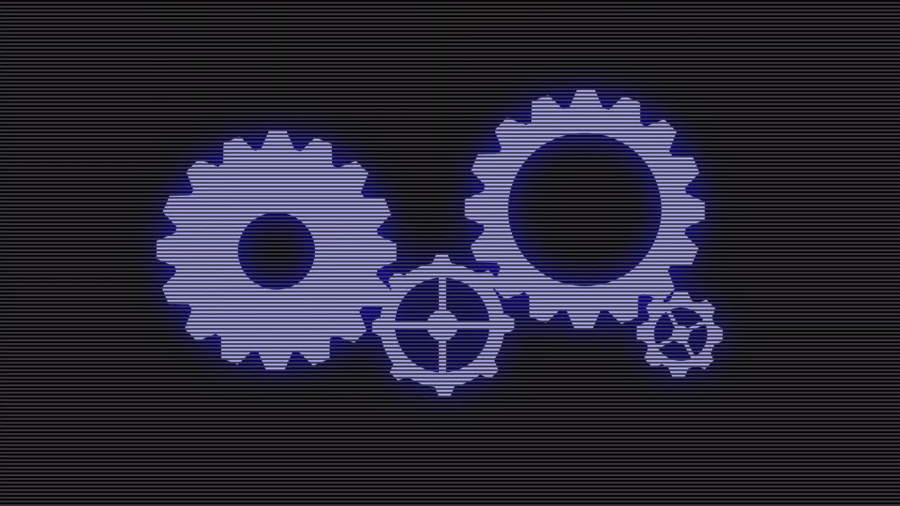 Simple, Cybernetic Animated Gears On Black Background