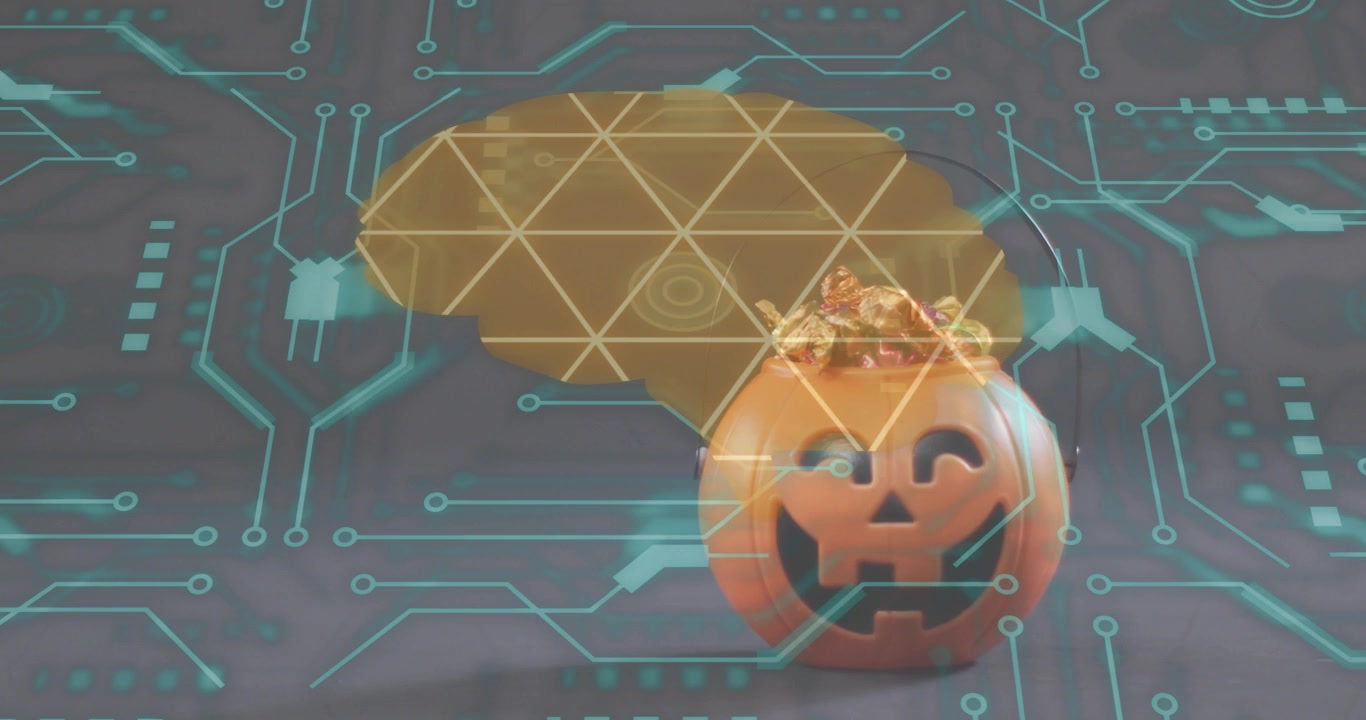 Fading brain icon initiating shifting facets, rotating, tilting bowl revealing candy contents