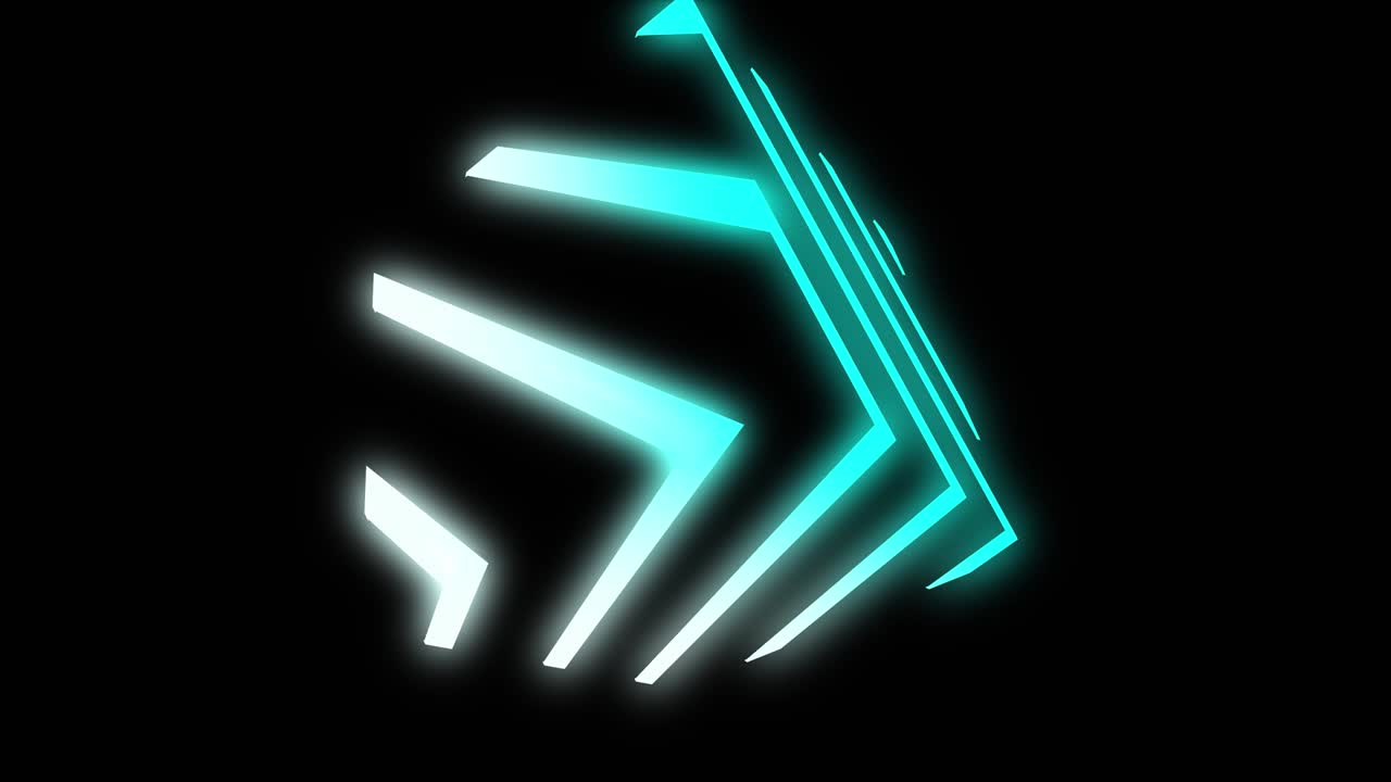 Blue neon abstract cube with glowing pattern a bright square creative - 4K loop
