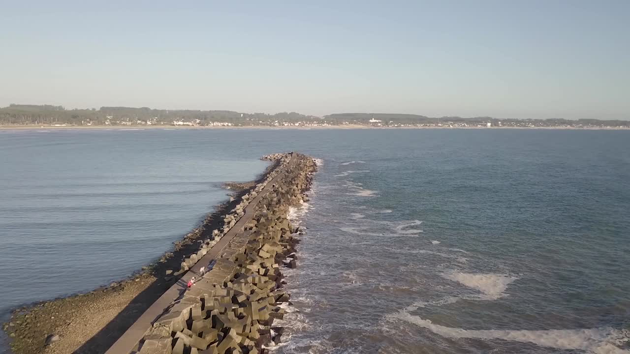 Aerial View breakwater in the Rocha, La paloma, Uruguay