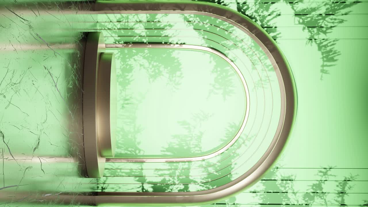 3d 렌더링 애니메이션으로 나무 잎 그림자를 가진 제품 디스플레이 스탠드 디자인, 전자 상거래 웹 사이트 판매 할인 녹색 생태 배경