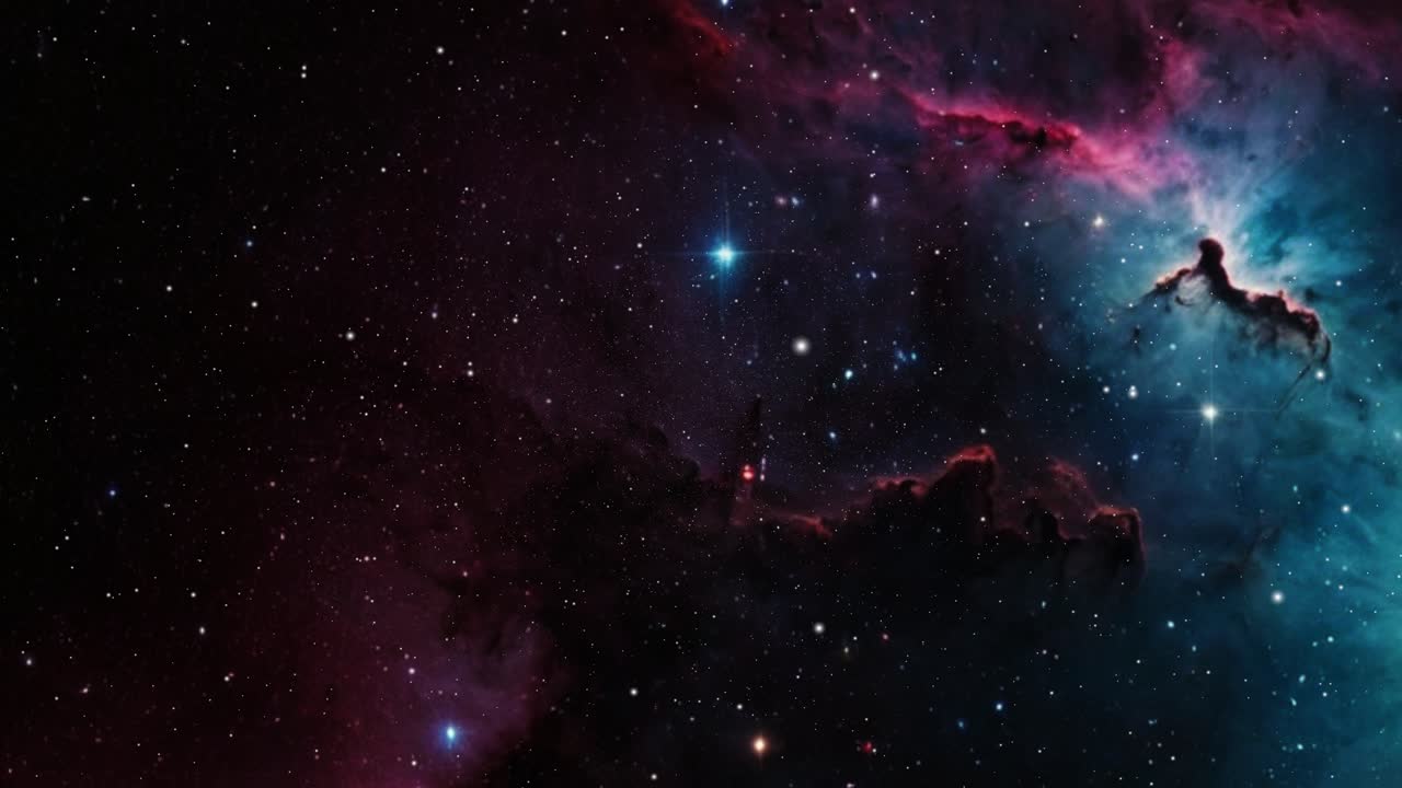 colored rosette nebula in a starry galaxy sky 4K