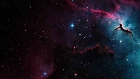 colored rosette nebula in a starry galaxy sky 4k