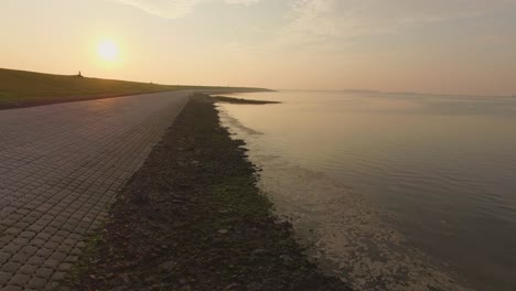 aerial: the dykes and shoreline of the oosterschelde, the netherlands