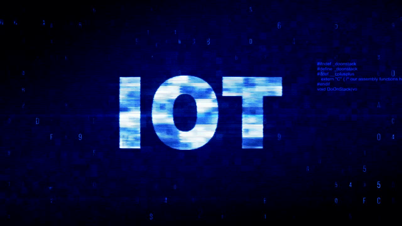 IOT Text Digital Noise Twitch Glitch Distortion Effect Error Animation.