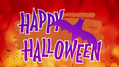 Animation-of-happy-halloween-text-over-bat