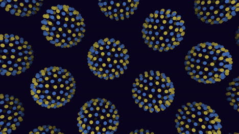 Vibrant-circular-pattern-of-blue-and-yellow-dots-on-dark-background