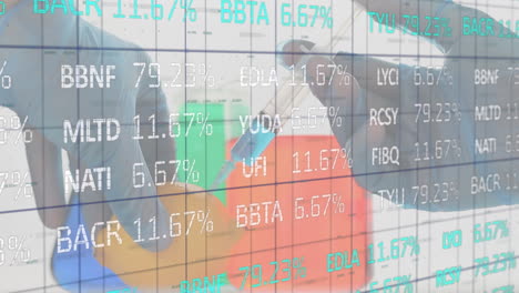 Stock-market-data-processing-against-mid-section-of-scientist-injecting-a-lemon