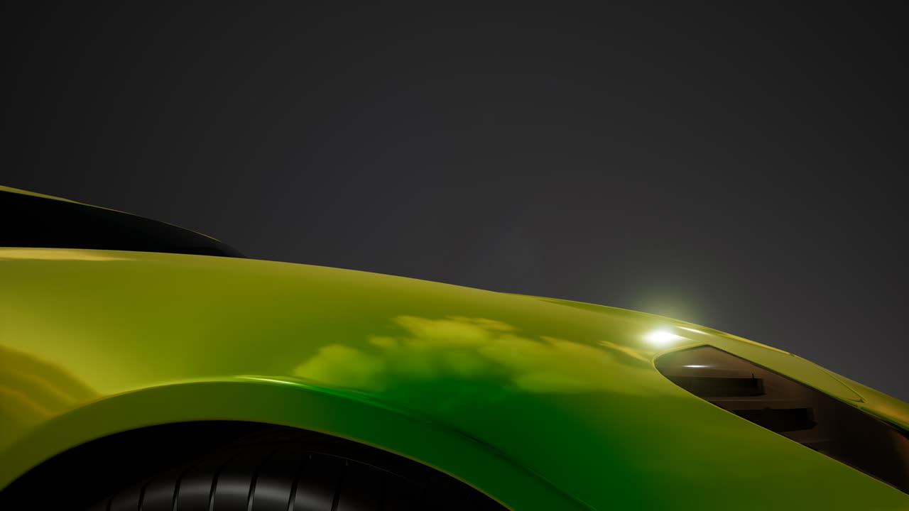 밝은 조명을 가진 어두운 스튜디오에서 럭셔리 스포츠 자동차