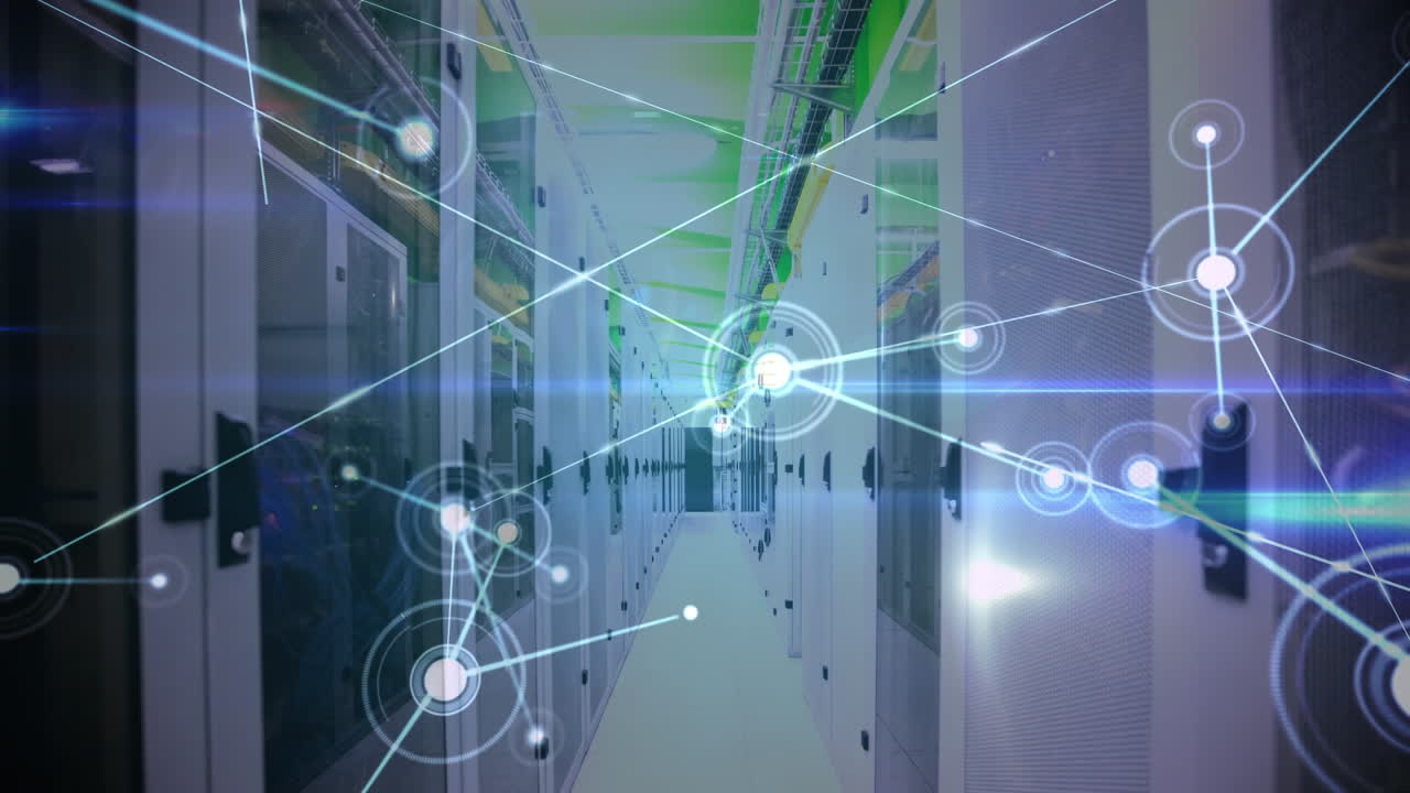 animación de la red de conexiones a través de servidores informáticos