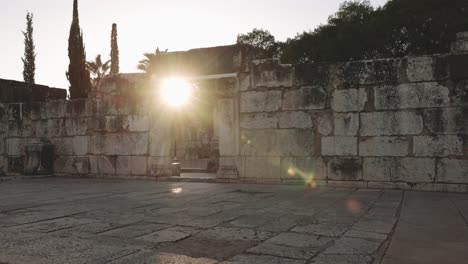 ruins of ancient synagogue at capernaum in israel