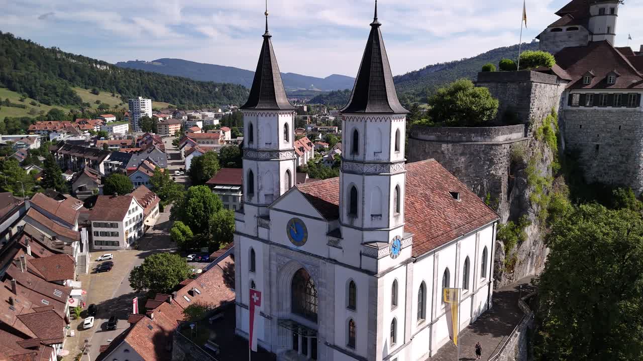 Aarburg Aargau Switzerland overhead view of castle terrace medieval fortress