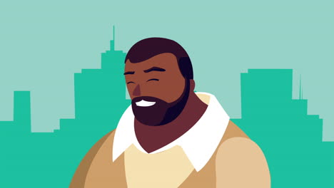 bearded strong afro man character