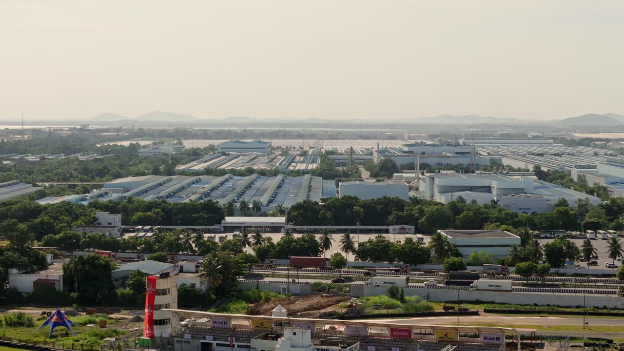 Hyundai Motor India Limited car manufacturing plant in Sipcot Industrial Park, Chennai, Drone shot