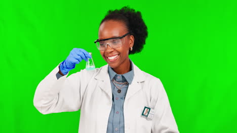 Green-screen,-science-and-black-woman