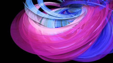 abstract multicolored transparent ribbons move around on a black background. motion graphics 3d looped background with red blue ribbons. luma matte as alpha channel. 22