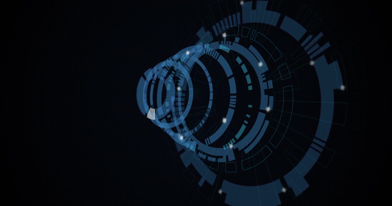 Animation of moving circles with light spots on black background