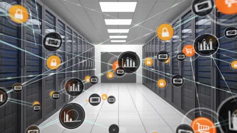 Animation-of-network-of-connections-with-icons-over-computer-servers