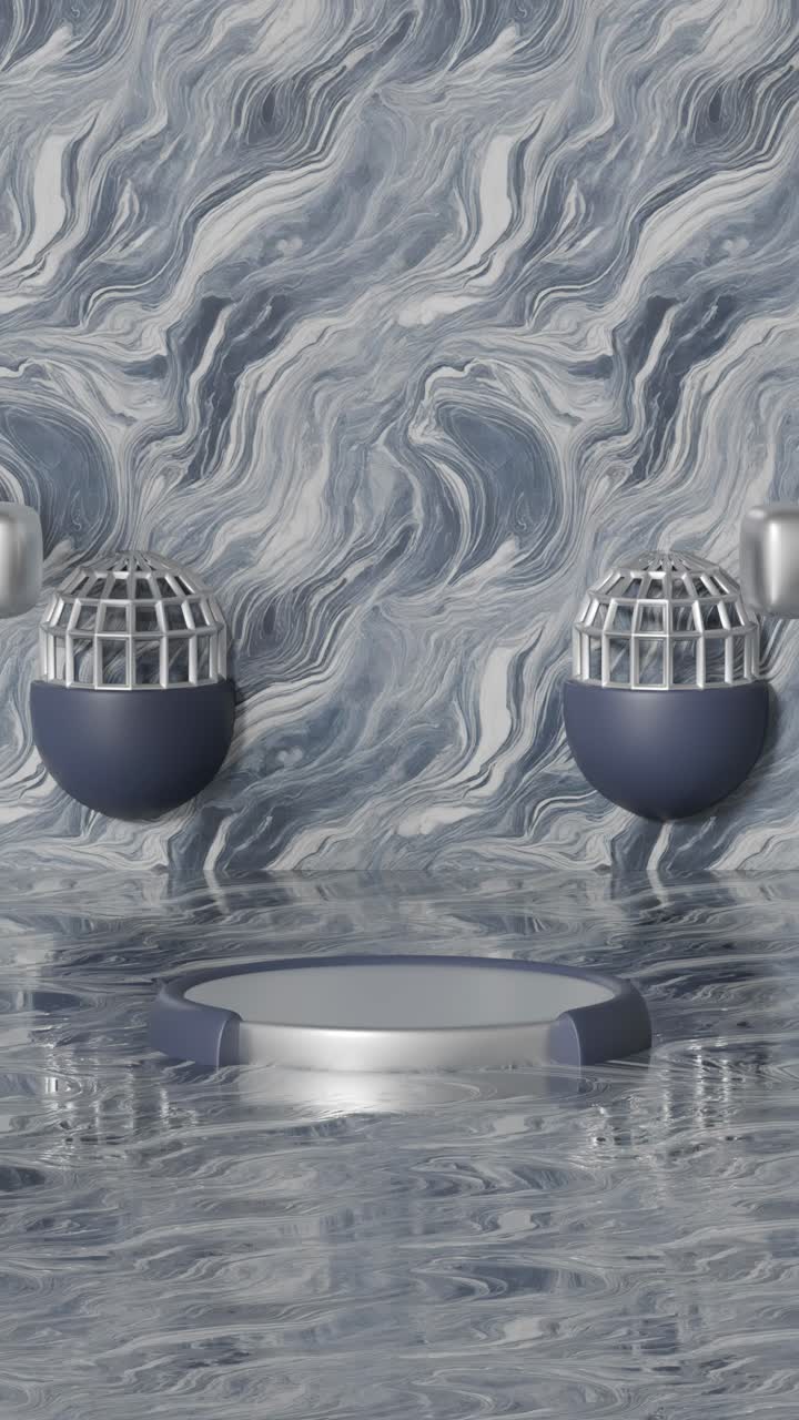 Geometric Abstract Display with Marble Background