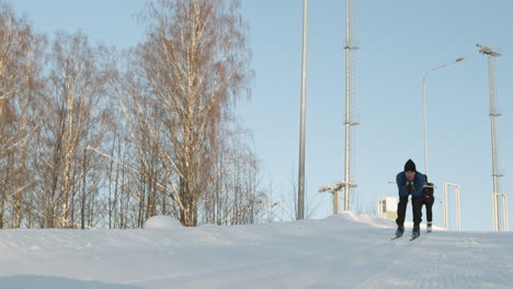 cross-country skiing in winter landscape