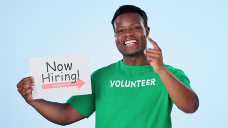 Volunteer,-recruitment-and-face-of-black-man