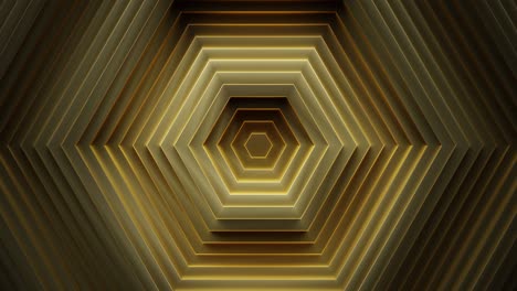 hexágonos concéntricos dorados bucle sin costuras animación de renderizado en 3d