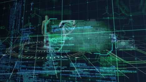 animation of digital screen with biological data on black background