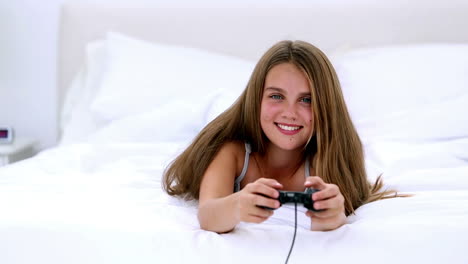 little girl playing video games