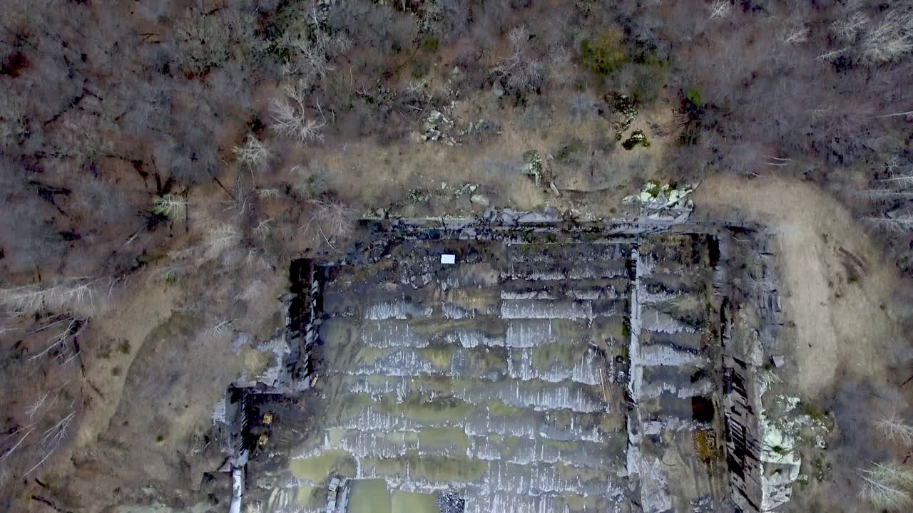 Overhead Aerial of Granite Mining Stone Quarry