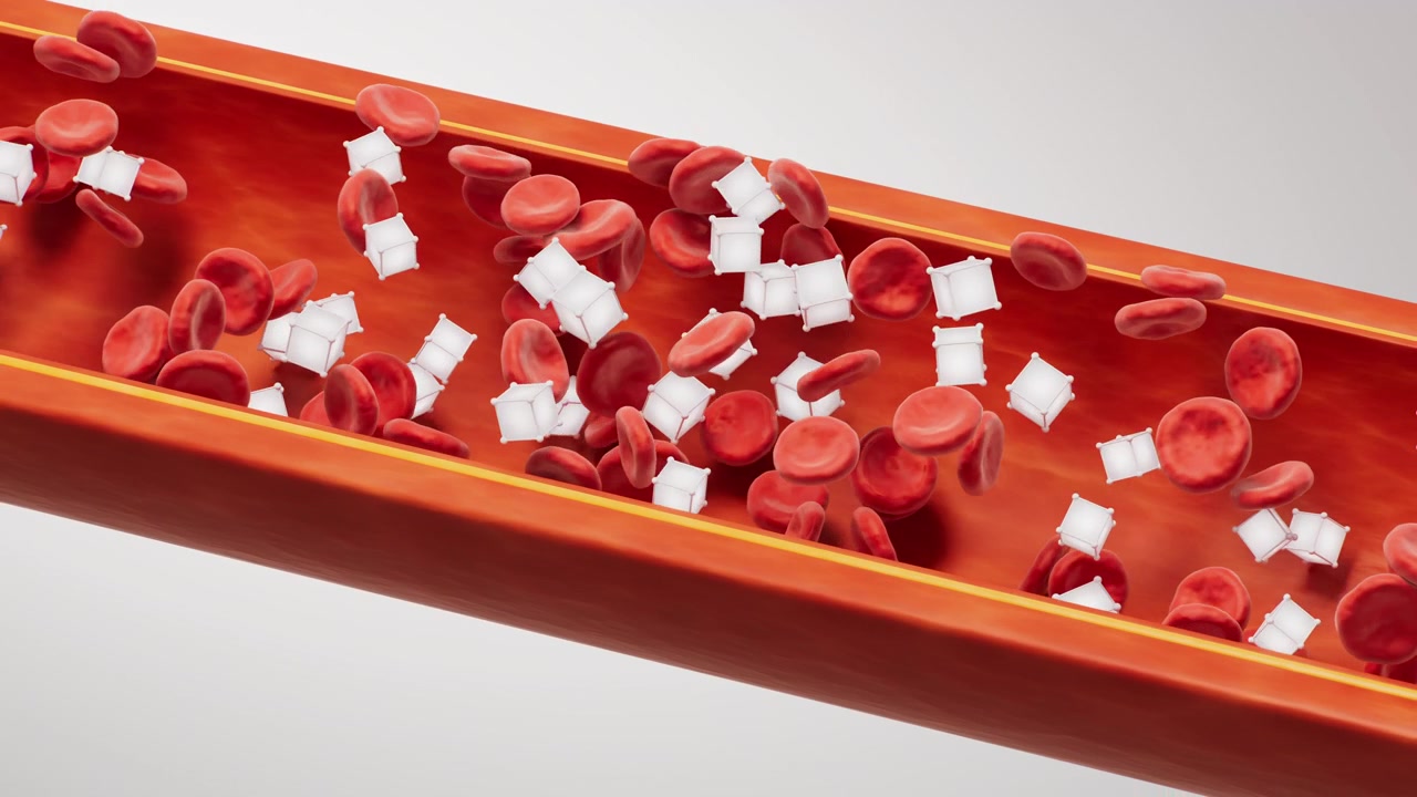 Vaso sanguíneo com conceito biológico e médico, renderização 3D