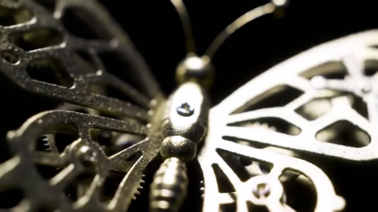 Intricate Metallic Butterfly: A Captivating Close-Up Revealing the Elegance and Detail of a Beautifully Crafted Decorative Piece