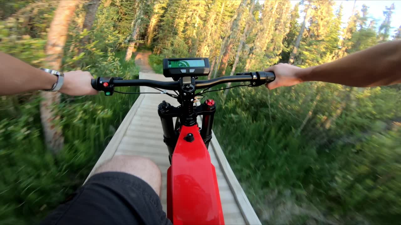 Man riding his ebike in the park