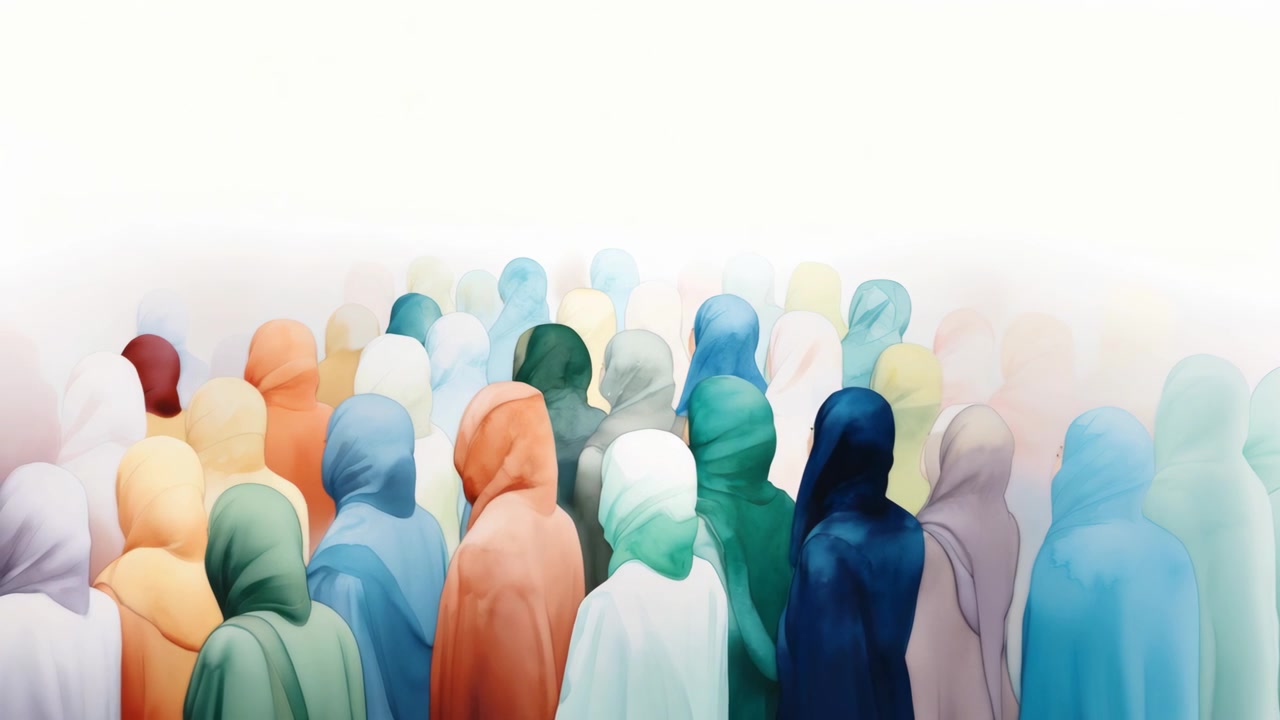 Serene Gathering of Women Wearing Colorful Hijabs