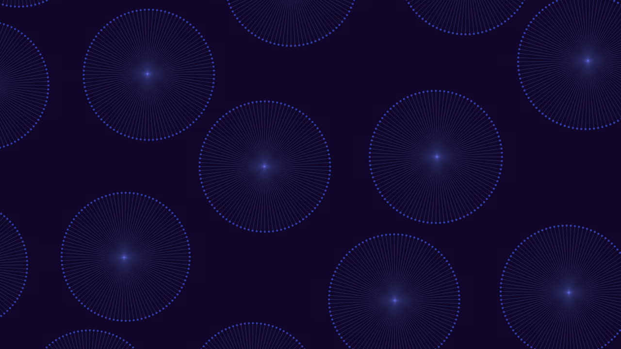 어두운 파란색 배경에 반이는 오렌지색 빛을 가진 동적 회전 서클 패턴