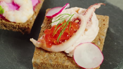 elegant seafood canapés with caviar and dill