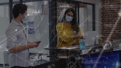 animación de la red de conexiones sobre las personas en la oficina