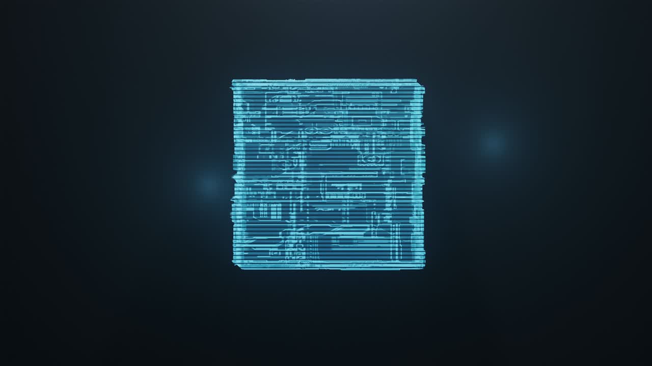 Seamless Loop 3D Rendering Abstract Sci-fi Hologram Cubic Futuristic Circuit Board 3D Illustration Background. intelligence structure processing technology