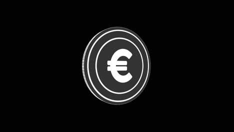 spinning euro flat coin isolated on black and green background. 4k