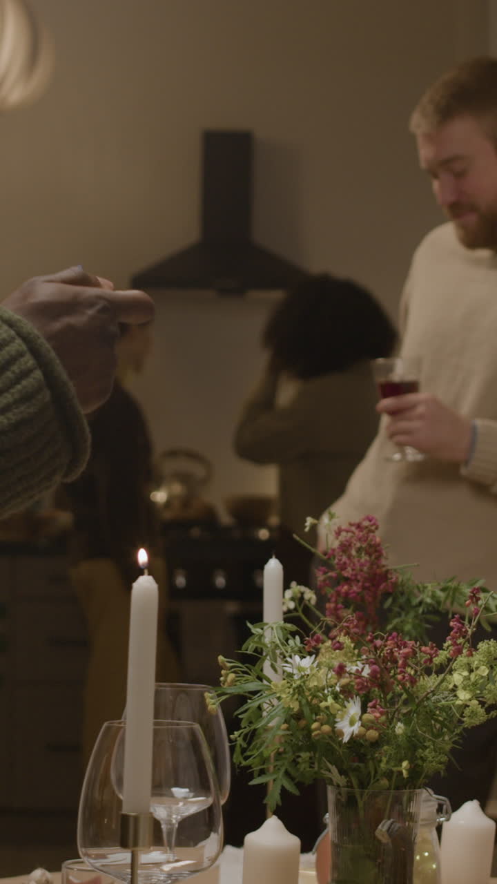 Dinner Party with Flowers and Candles