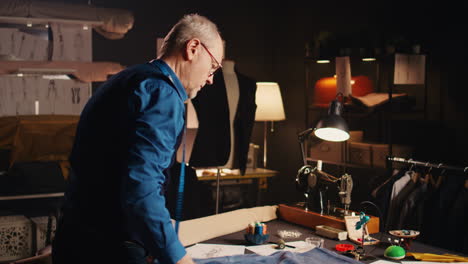 couturier using material for handcraft