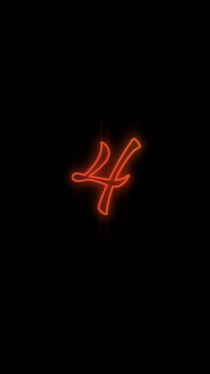 Vertical video: Dim first frame causing digit 4 brightening and holding steady, showing neon glyph