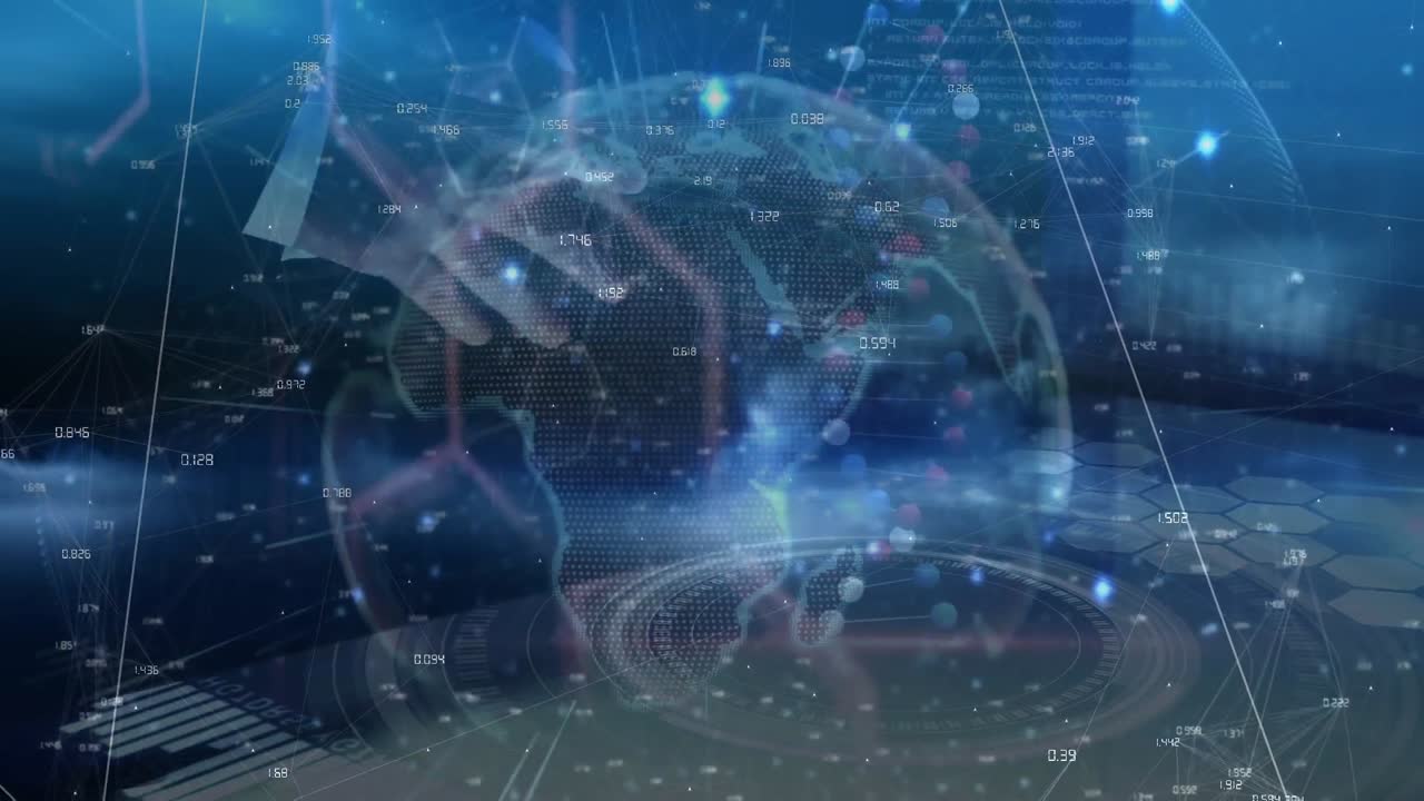 연결 네트워크의 애니메이션과 코카서스 사업가에 대한 전 세계