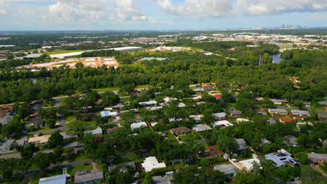 panorama of residential neighborhoods in tampa, florida. aerial drone shot