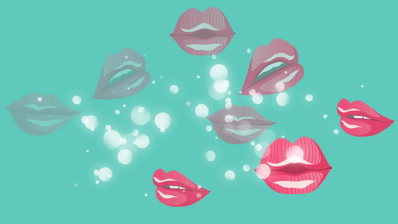animación de varios labios sobre un fondo verde
