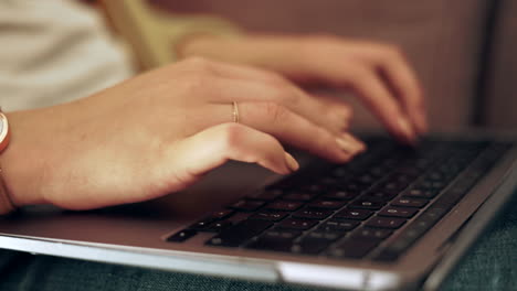 closeup, laptop or hands typing