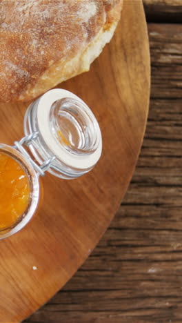 loaf of bread with cheese and jam