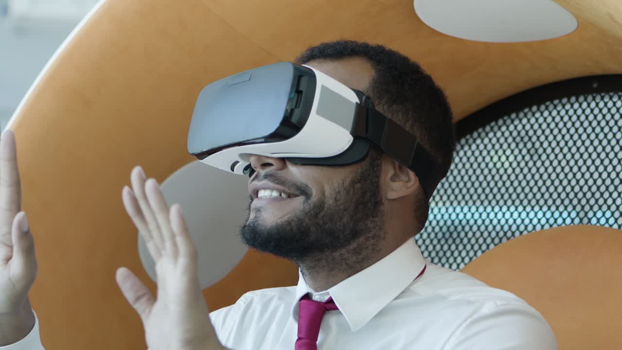 Young businessman in vr headset